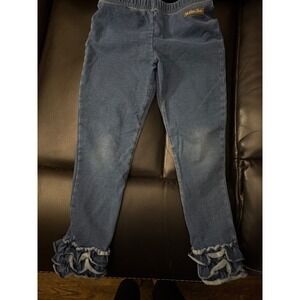 Matilda Jane Denim Ruffle Leggings Girls Size 6 Jean Jeggings Pull On Pants